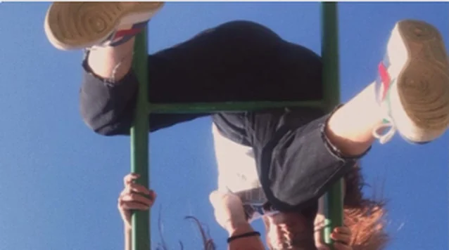 Playful upside down chair angle